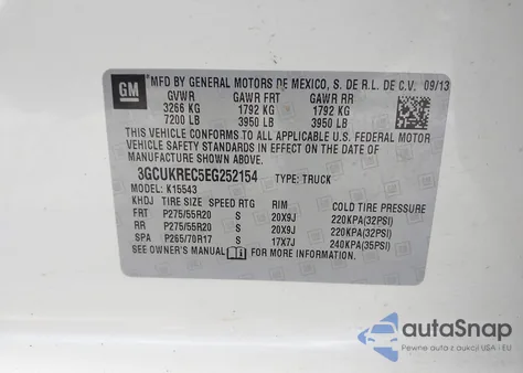 2014 Chevrolet Silverado 1500 2Lt from USA, damaged, VIN 3GCUKREC5EG252154
